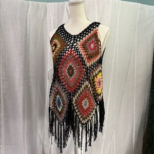 Multicolor Crochet Fringe Top